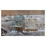 Decorative Glass Orb with Bubble Inclusions and Display Stand
