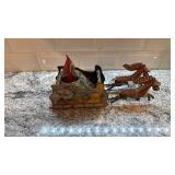 Antique Strauss Santee Claus Mechanical Tin Toy Sleigh with Reindeer