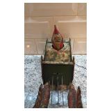 Antique Strauss Santee Claus Mechanical Tin Toy Sleigh with Reindeer