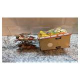 Antique Strauss Santee Claus Mechanical Tin Toy Sleigh with Reindeer