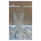 Etched Glass Vase with Frosted Woodland Design, 7.5 in x 3 in