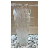Etched Glass Vase with Frosted Woodland Design, 7.5 in x 3 in