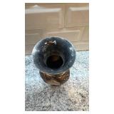 Decorative Metal Vase with Mother of Pearl Inlay 8 x 4 Inches