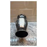 Decorative Metal Vase with Mother of Pearl Inlay 8 x 4 Inches