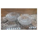Set of 8 Clear Pressed Glass Fish Shaped Bowls 6.5 Inch
