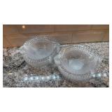 Set of 8 Clear Pressed Glass Fish Shaped Bowls 6.5 Inch