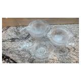 Set of 8 Clear Pressed Glass Fish Shaped Bowls 6.5 Inch