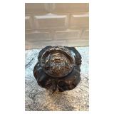 Antique Carved Wooden Tobacco Jar with Multiple Faces Motif