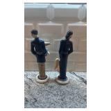 Pair of 11-Inch Josef Porcelain Asian Figurines with Cranes