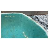 Antique Octagonal Asian Style Porcelain Bowl with Turquoise Interior and Hand-Painted Motifs
