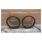 Pair of 4.5 Inch Vintage Brass and Glass Stands with Ornate Pattern