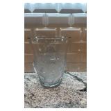 10-Inch Frosted Glass Vase with Dragon Motif, Marked on Bottom