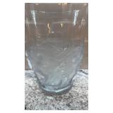 10-Inch Frosted Glass Vase with Dragon Motif, Marked on Bottom