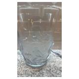 10-Inch Frosted Glass Vase with Dragon Motif, Marked on Bottom