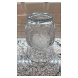 10-Inch Frosted Glass Vase with Dragon Motif, Marked on Bottom