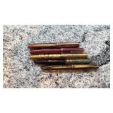 Collection of 5 Vintage Fountain Pens Assorted Finishes