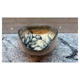 Vintage Asian-Style Ceramic Bowl with Landscape Design, 7 in x 3 in