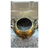Brass Chinese Incense Burner with Dragon and Foo Dog Lid, 13 in x 10 in