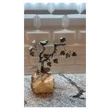 Curtis Jere Bird on Branch Metal and Stone Sculpture 11 x 11 Inches