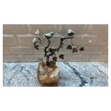 Curtis Jere Bird on Branch Metal and Stone Sculpture 11 x 11 Inches