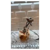 Curtis Jere Bird on Branch Metal and Stone Sculpture 11 x 11 Inches