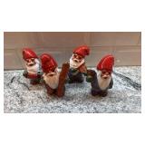 Set of 4 Rolf Berg Swedish Ceramic Gnome Figurines 4 Inch Tall