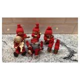 Set of 4 Scandinavian Christmas Gnome Ornaments with Instruments