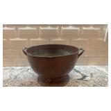 Antique Copper Cauldron with Dual Handles, 11 x 7.5 Inches