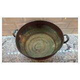 Antique Copper Cauldron with Dual Handles, 11 x 7.5 Inches