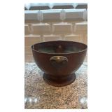 Antique Copper Cauldron with Dual Handles, 11 x 7.5 Inches