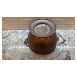 Antique Copper Cauldron with Dual Handles, 11 x 7.5 Inches