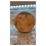 Vintage Asian14-Inch Wood Drum with Hand-Stretched Hide and Asian Motifs