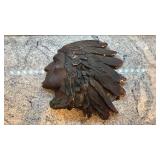 15x15 Plaster Native American Chief Wall Plaque with Feather Headdress