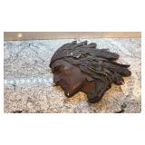 15x15 Plaster Native American Chief Wall Plaque with Feather Headdress