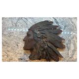 15x15 Plaster Native American Chief Wall Plaque with Feather Headdress