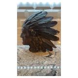 15x15 Plaster Native American Chief Wall Plaque with Feather Headdress