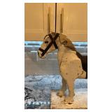 Antique Wooden Pull Toy Horse on Wheels 19x21 Inch