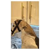 Antique Wooden Pull Toy Horse on Wheels 19x21 Inch
