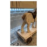 Antique Wooden Pull Toy Horse on Wheels 19x21 Inch