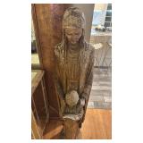 Large Plaster Religious Statue of Woman and Child, 55 Inch