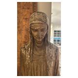 Large Plaster Religious Statue of Woman and Child, 55 Inch