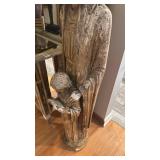 Large Plaster Religious Statue of Woman and Child, 55 Inch
