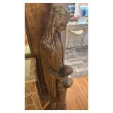 Large Plaster Religious Statue of Woman and Child, 55 Inch