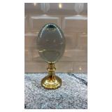 10.5-Inch Glass Egg with Brass Base