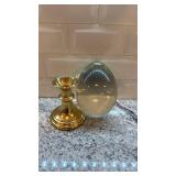 10.5-Inch Glass Egg with Brass Base