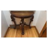 Antique Carved Wood Demilune Console Table with Figural Base