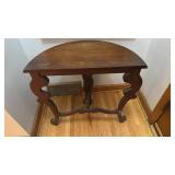 Antique Carved Wood Demilune Console Table with Figural Base