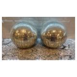 Pair of 9.5-Inch Glass Mosaic Decorative Spheres