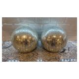 Pair of 9.5-Inch Glass Mosaic Decorative Spheres