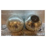 Pair of 9.5-Inch Glass Mosaic Decorative Spheres
